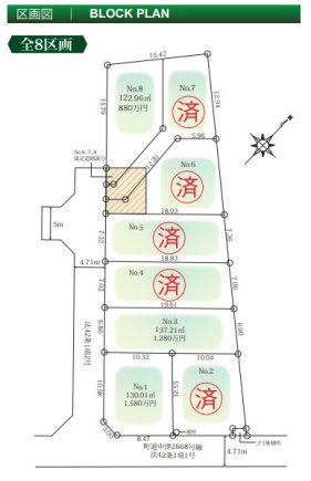 【中津】全8区画の開発分譲地 平坦・閑静な住宅街 建築条件無し売地 No.8