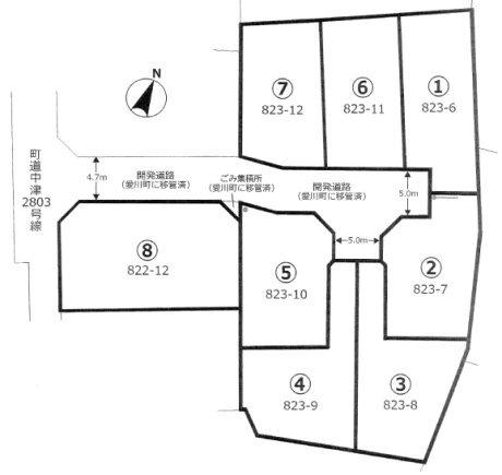 【中津】全8区画の開発分譲地 全区画40坪超 建築条件無し売地 No.6